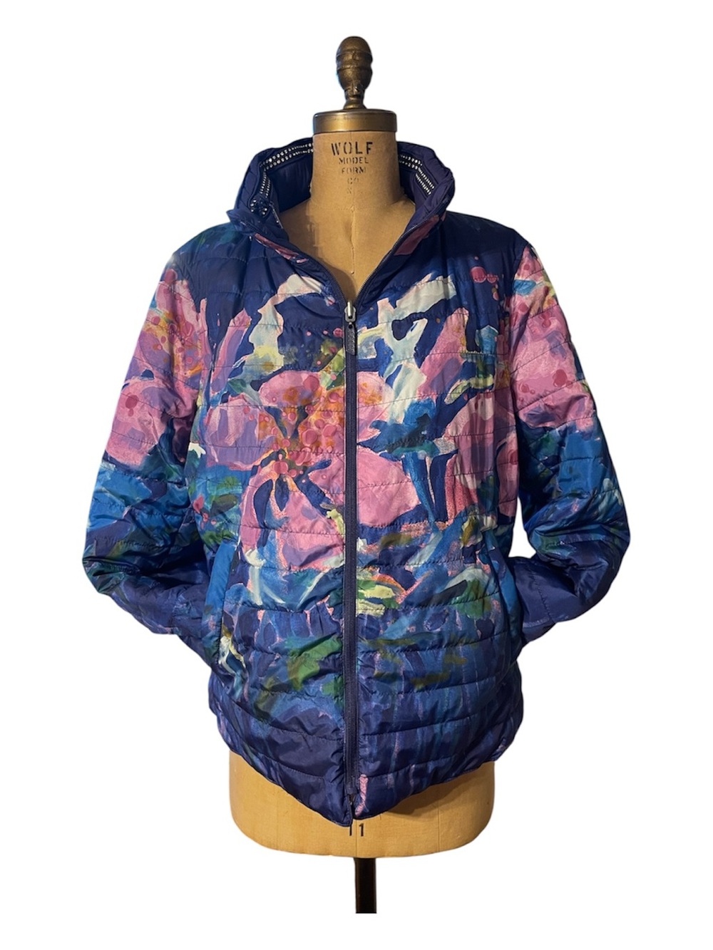 Reversible Puffer Jacket - Watercolour print